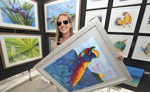 Lowe displays some of her work at the January Islamorada Fine Art Expo. Photo by Andy Newman/Florida Keys News Bureau